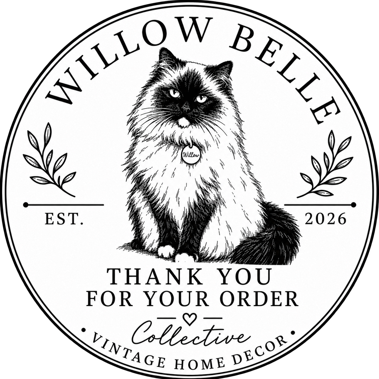 Illustrated Willow Belle cat emblem